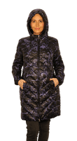 Womens Black Print Feather Down Ultra Light Quilted Coat db724